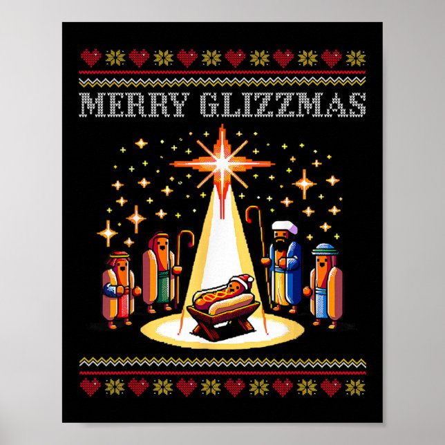 Poster Joyeux Glizzmas Tacky Funny Joyeux Chien chaud de  (Devant)