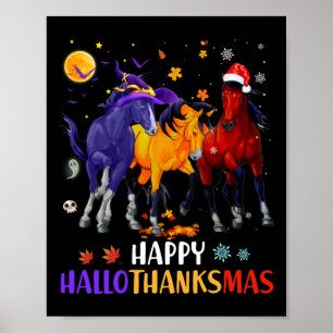 Poster Joyeux Hallothanksmas Cheval Halloween Thanksgivin