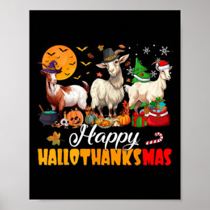 Poster Joyeux Hallothanksmas Chèvre Halloween Thanksgivin