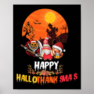 Poster Joyeux Hallothanksmas Drôle Halloween Thanksgiving