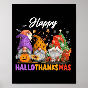 Poster Joyeux Hallothanksmas Gnome Halloween Thanksgiving