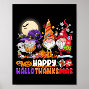 Poster Joyeux Hallothanksmas Gnome Halloween Thanksgiving