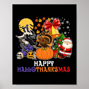 Poster Joyeux Hallothanksmas Gnome Halloween Thanksgiving