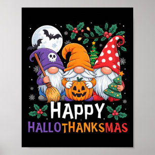 Poster Joyeux Hallothanksmas Gnomes Halloween Thanksgivin