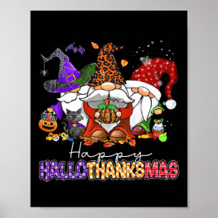 Poster Joyeux Hallothanksmas Gnomes Halloween Thanksgivin