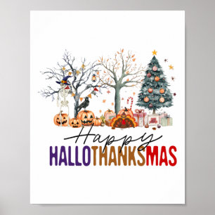 Poster Joyeux Hallothanksmas Joyeux Halloween Action de g