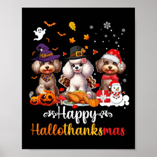 Poster Joyeux Hallothanksmas Poodle Dog Halloween Christm
