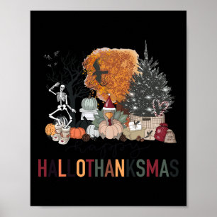 Poster Joyeux Hallothanksmas Squelette Turquie Noël Hal