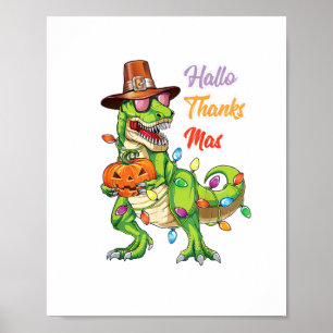 Poster Joyeux Hallothanksmas T Rex Halloween Thanksgiving