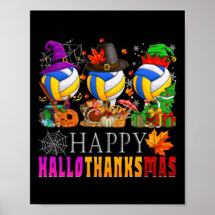 Poster Joyeux Hallothanksmas Volleyball Halloween Thanksg