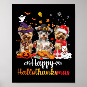Poster Joyeux Hallothanksmas Yorkshire Chien Halloween Ch