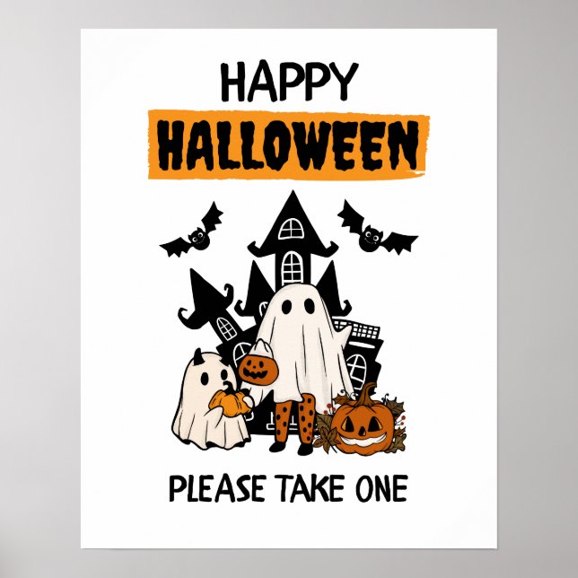 Poster Joyeux Halloween "S'il vous plaît prenez un" Candy (Devant)