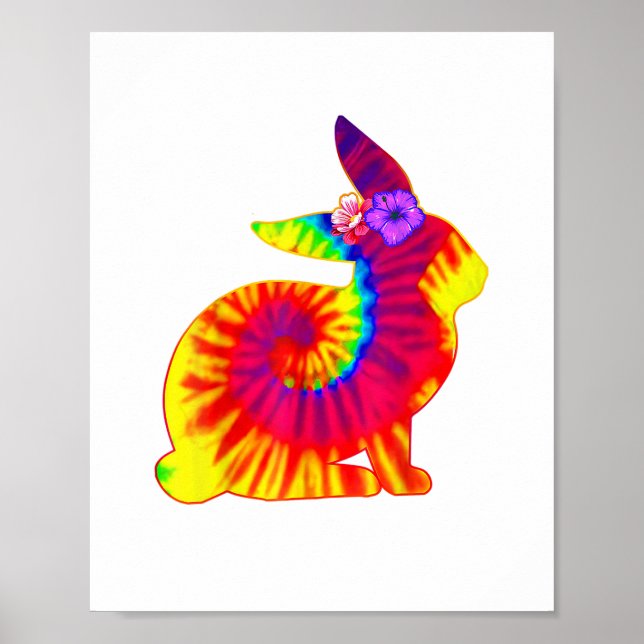 Poster Joyeux Happy Pâques Hippie Lapin lapin Tie Dye (Devant)