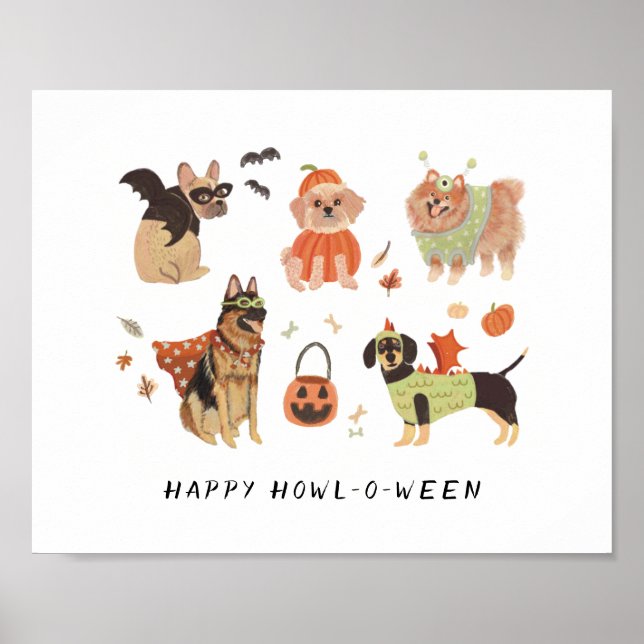 Poster Joyeux Howl-o-ween Chiens Peints (Devant)