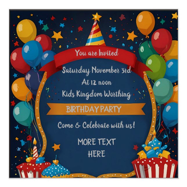Poster Joyeux Invitation d'anniversaire (Devant)