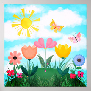 Poster Joyeux jardin ensoleillé