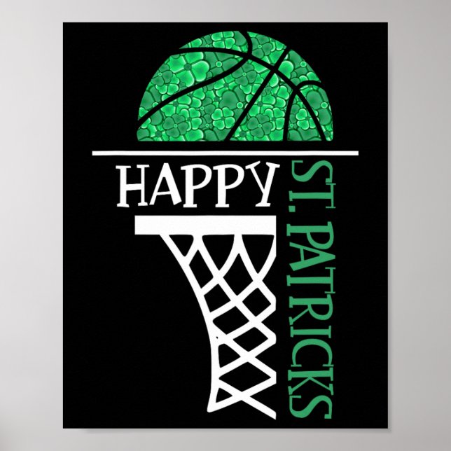 Poster Joyeux joueur de basket-ball Shamrock Jour de la S (Devant)