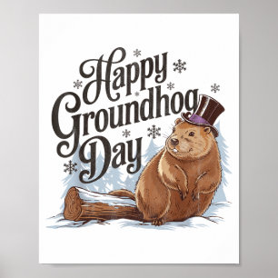 Poster Joyeux jour de la marmotte Costume de marmotte ani