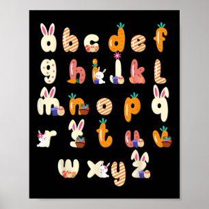 Poster Joyeux Jour de Pâques Alphabet Abcs Elemeno Pour E