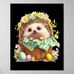 Poster Joyeux Jour de Pâques - Hérisson assis à l'intérie