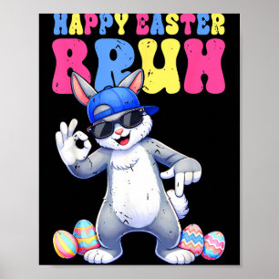 Poster Joyeux jour de Pâques lapin 67 six sept bruh lapin