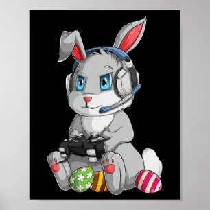 Poster Joyeux jour de Pâques Lapin Œuf Drôle Garçons Fill
