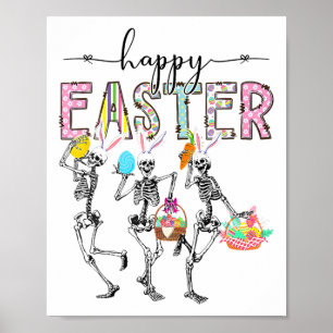 Poster Joyeux jour de Pâques Lapin squelette œuf garçons