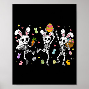 Poster Joyeux jour de Pâques squelettes drôles lapin dans