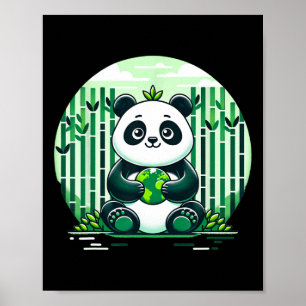 Poster Joyeux Jour des terres Avec Panda