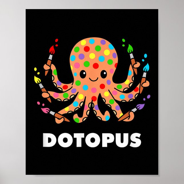 Poster Joyeux Jour Dot Octopus Dotopus Funny Pun Animal (Devant)