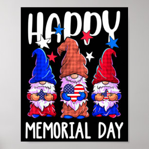 Poster Joyeux jour du souvenir gnome drapeau américain pa