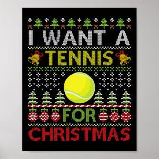 Poster Joyeux Jour Je Veux Un Tennis Pour Noël Vilain Noë