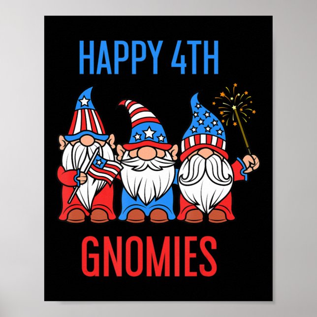 Poster Joyeux Juillet 4 Gnomies Patriotic Pride Gnomes US (Devant)