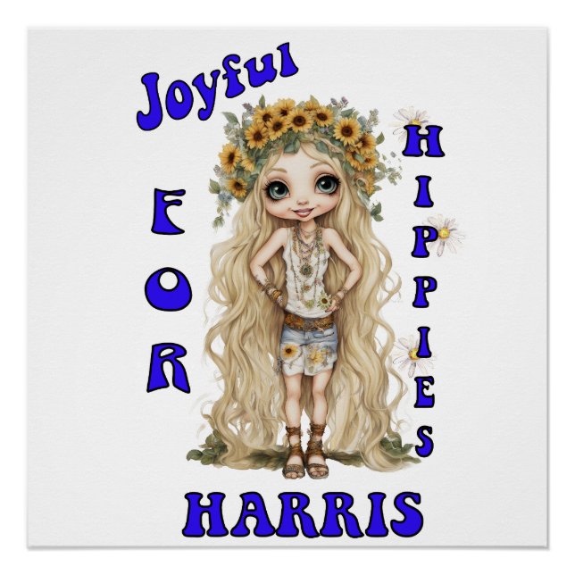 Poster Joyeux Kamala Harris Président Hippie Boho (Devant)