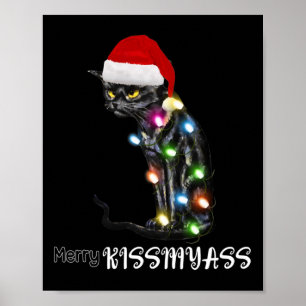 Poster Joyeux Kissmyass Fun Chat Feux Noël 1