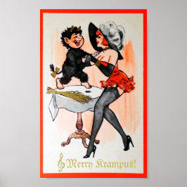 Poster Joyeux Krampus et Temptress Vintage Noël Mini