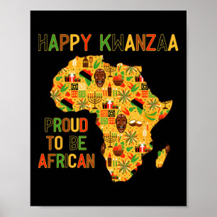 Poster Joyeux Kwanzaa Africa Map 7 Principles Celebration