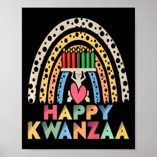 Poster Joyeux Kwanzaa Arc-en-ciel afro-américain frais de