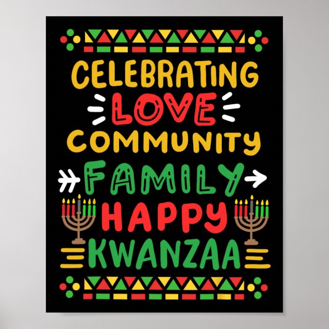 Poster Joyeux Kwanzaa célébrant l'amour Commune Famille H (Devant)