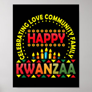 Poster Joyeux Kwanzaa célébrant l'amour Kinara Noël Af
