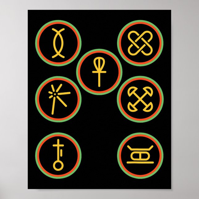 Poster Joyeux Kwanzaa Kinara-sept Badges Principes De Kw (Devant)