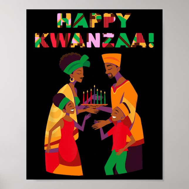 Poster Joyeux Kwanzaa Kinara-sept bougies Principes de K (Devant)