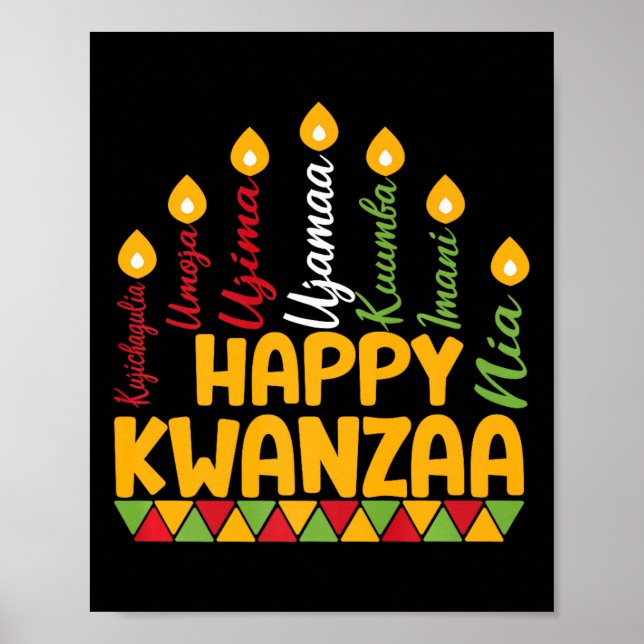Poster Joyeux Kwanzaa Kinara Sept Bougies Principes De K (Devant)