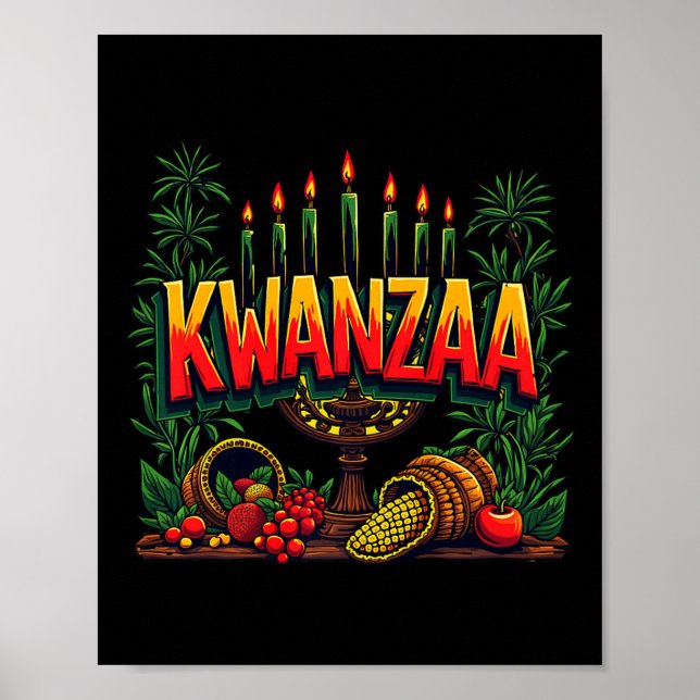 Poster Joyeux Kwanzaa Mens Noël Afro-américain Happy K (Devant)