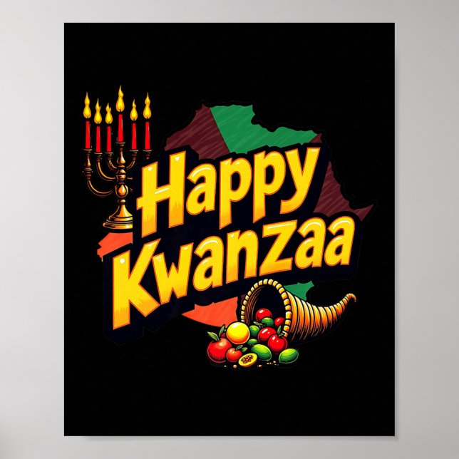 Poster Joyeux Kwanzaa Noël Afro-américain Happy Kwanza (Devant)