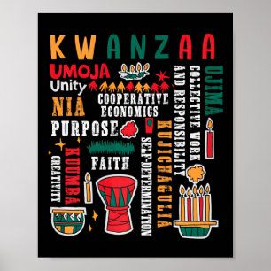 Poster Joyeux Kwanzaa Sept Principes Des Femmes De Kwanza