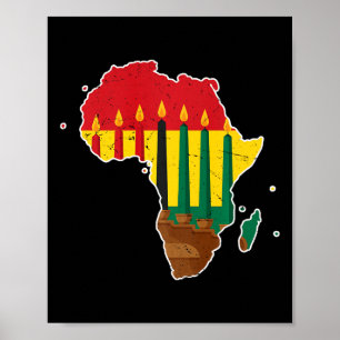 Poster Joyeux Kwanzaa Sept Principes Kinara Bougies Afri