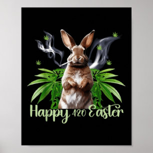 Poster Joyeux lapin de Pâques Fumer mauvaise herbe drôle