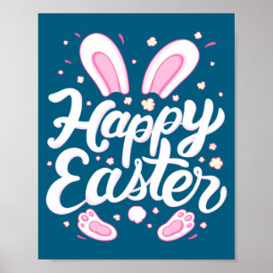 Poster Joyeux lapin de Pâques Graphique de printemps pour