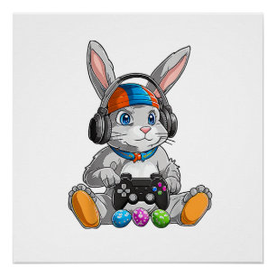 Poster Joyeux Lapin de Pâques Œuf Drôle Garçons Filles En
